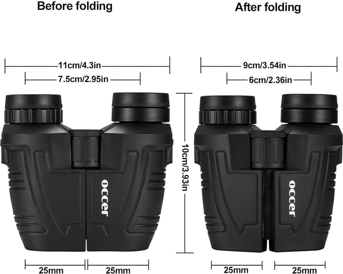 12x25 HD Mini Verrekijker voor Volwassenen en Kinderen Compacte Vouwverrekijker met Laag Licht Nachtzicht Waterdichte Verrekijker voor Outdoor Jacht Vogels Kijken Schieten Sport Games