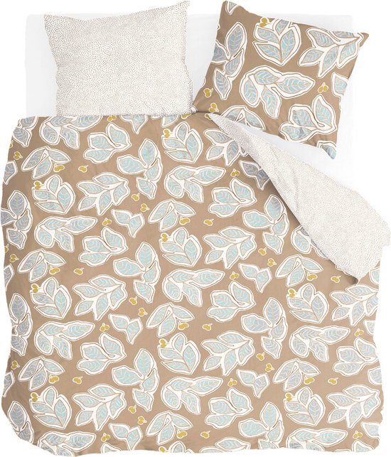 Walra Dekbedovertrek Lovely Leaves - 240x220 - 100% Katoen (BCI) - Bruin / Beige
