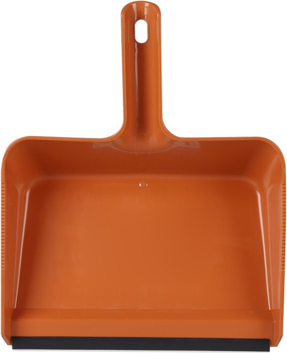 Goedkoopste Urban Living Vuil opvang blik - kunststof - met rubber strip - 30 x 38 cm - terra - stofblik - voor stoffer en blik - extra groot