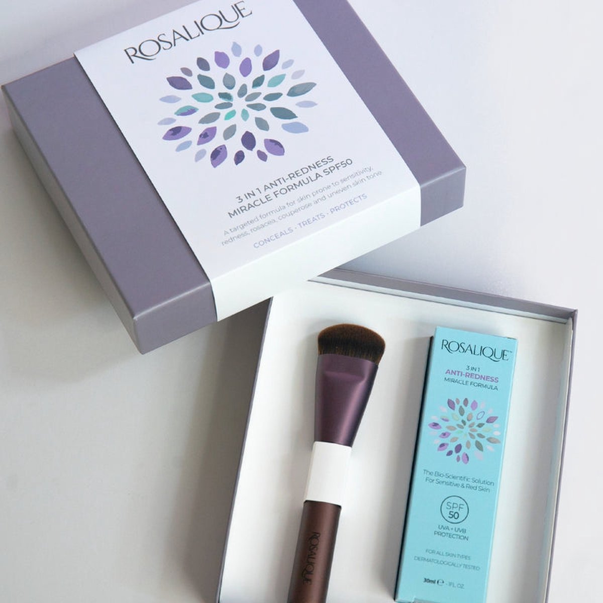 Rosalique - Anti-Redness Miracle Formula SPF 50 - 0%parfum - 30ml + Rosalique Miracle Brush