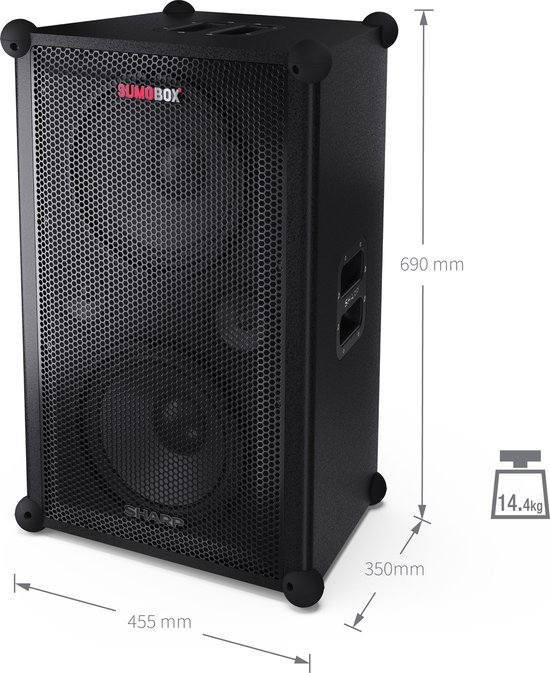 Sharp SumoBox PRO CP-LS200 Professionele draagbare luidspreker - 200W - 108dB - TRS/XLR - bluetooth - zwart van Sharp — afbeelding 2