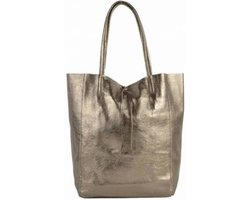 foto van Leren Shopper Metallic Brons - Made in Italy