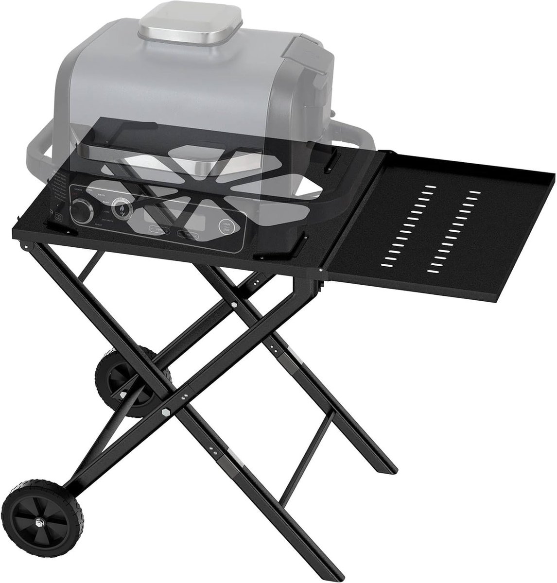 Goodivery ® Opvouwbare Grillstandaard met Zijtafel en Wielen voor Buitenbarbecue