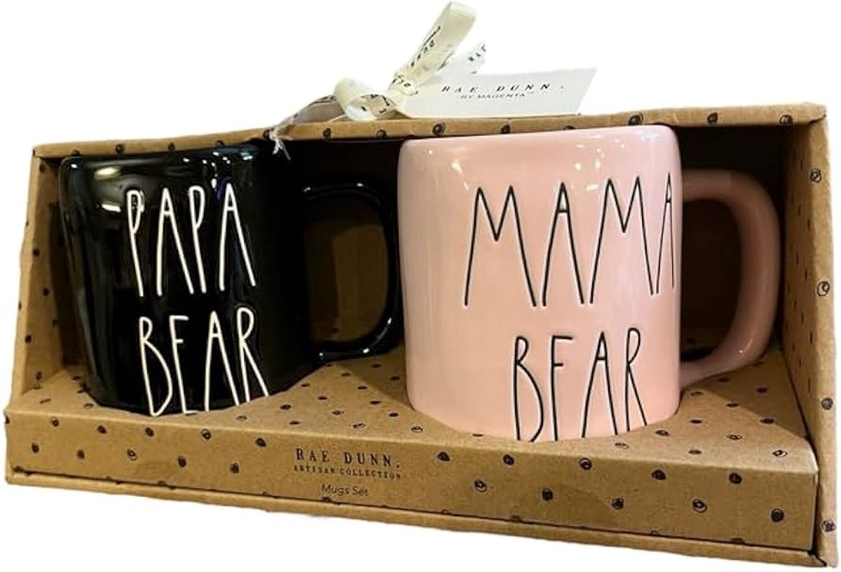 Rae Dunn - mokken set van 2 - mama bear -papa bear - mom life - dad life