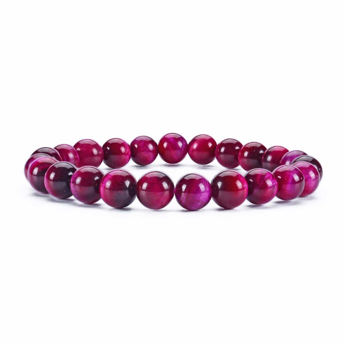 Roze Tijgeroog Edelstenen Armband - Gepolijste Edelsteen Kralenarmband