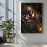 Peinture sur toile - Portrait de femme - Avec or - 60x40x2 cm