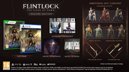 Playstation 5 en Xbox Series X speldozen 'Flintlock The Siege of Dawn', Deluxe Edition, en extra DLC.