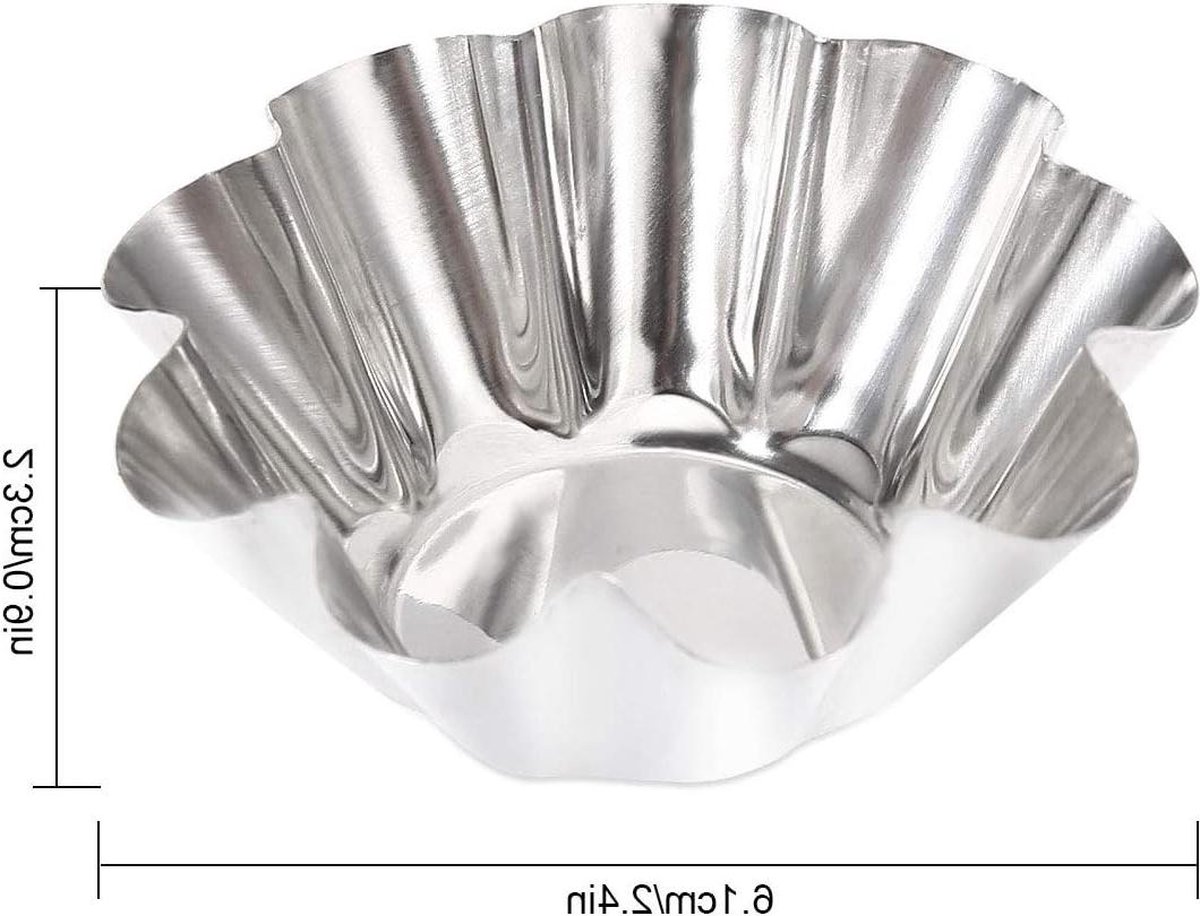 18 Stuks Herbruikbare Roestvrij Staal Cupcakevormen Eieren Taartvorm Mini-Bloemvormige Bakvorm Voor Pudding Cake Koop Nu!