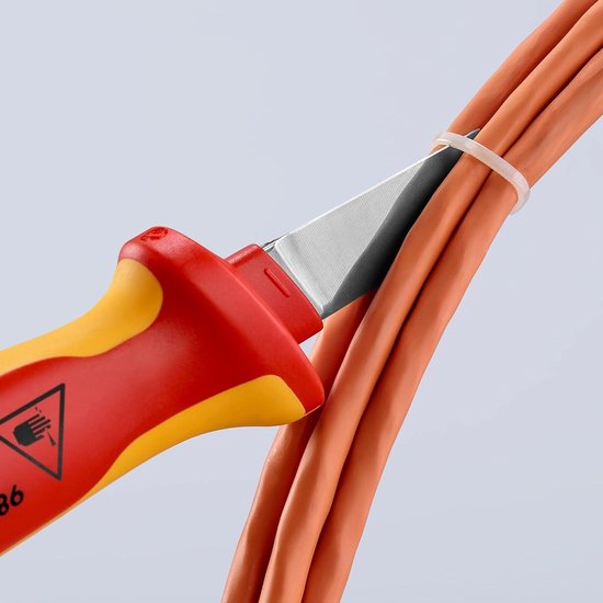 KNIPEX Kabelmes met glijschoen in blister geïsoleerd met meer-componentengrepen, VDE-getest 180 mm, 98 55 SB