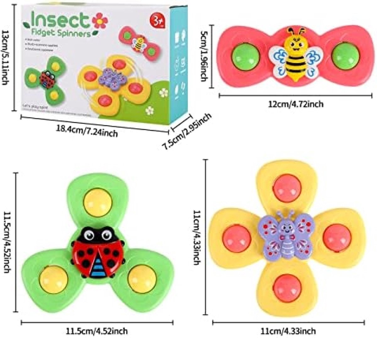 Muyohix Jouets à Ventouse pour Bébé, 3 Pièces Spinner Bébé Ventouse, Jouets de Bain Bebe, Jouet de Douche, sans BPA, Jouet d'éveil et Sensoriels Éducatifs pour 10 Mois et Plus