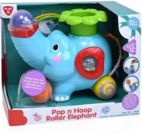 Playgo - pop en hoop roller olifant - jonotoys