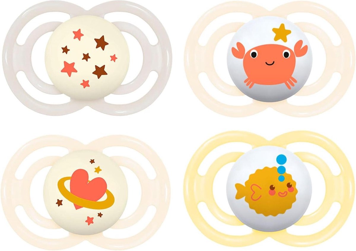 Image of 16+M Pastel Day-Night Fopspeen (4-Pack) - Zachte SkinSoft Siliconen Speen - Incl. Sterilisatiebox - Voor Baby's vanaf 16 Maanden - Set van 4