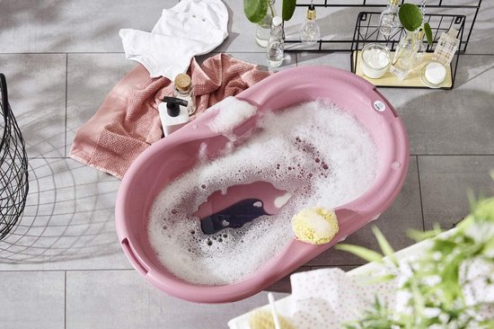 Babybadje met antislipmat en afvoerplug - geschikt voor 0 - 12 maanden - fantastic mauve (oudroze) van Bebe Jou — afbeelding 2