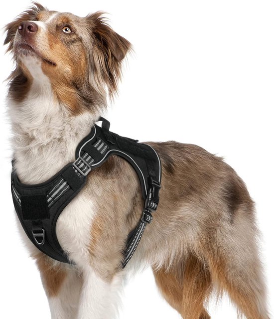 TUFFDOG Easy-Fit Hondentuig - Nekclip met snelsluiting, premium gewatteerd, reflecterend, anti-trek, harnas met handgreep, verstelbaar instap hondenvest plus gratis bijpassende riem (XL, Urban Camo