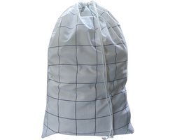 Katoenen waszak -XL - met trekkoord - wit ruit
