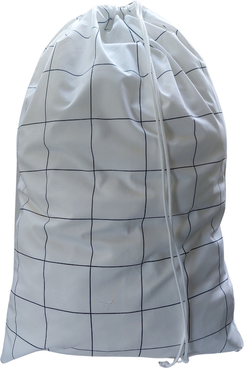 Goedkoopste Katoenen waszak -XL - met trekkoord - wit ruit
