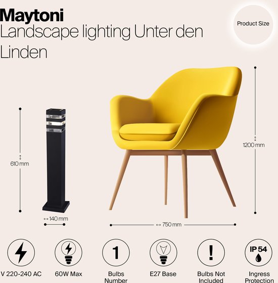 Maytoni Plein air - Éclairage paysager sous le Linden - Zwart