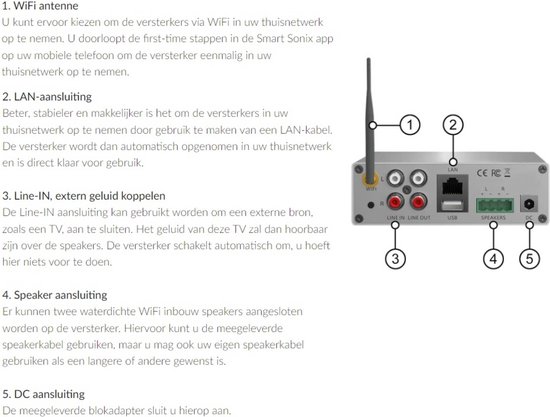 AquaSound WMA70-ZW WiFi-Audio versterker 70 Watt met Zumba speakers van AquaSound — afbeelding 3