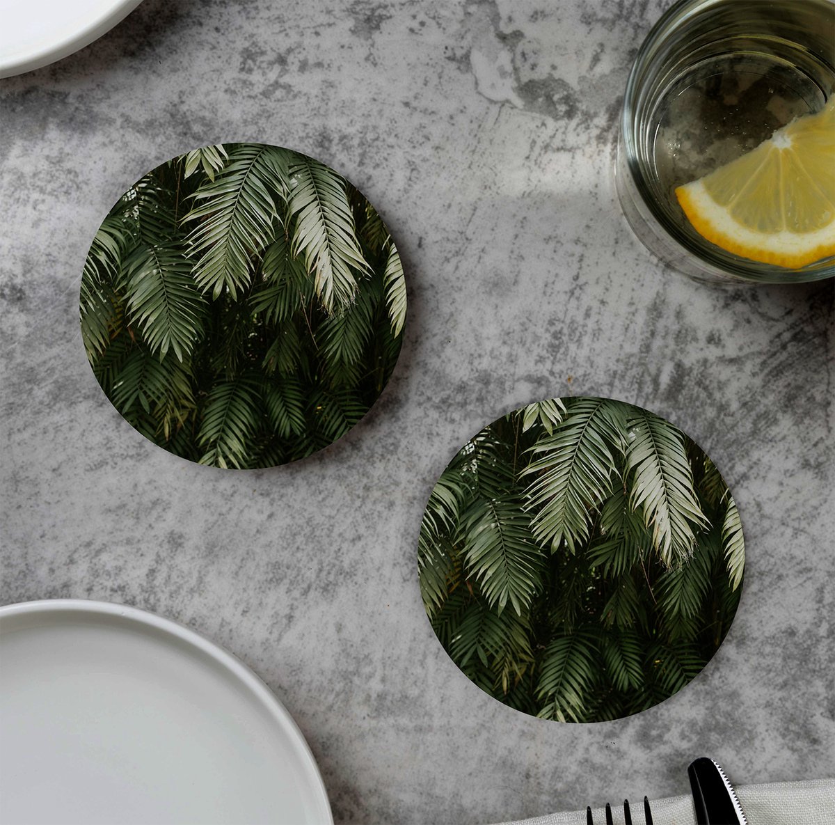 GR onderzetters voor glazen - Palm Leaf - Vinyl - 6st