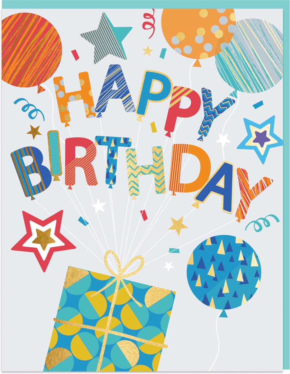 Wenskaart pop up xl – 3D pop up inside – Happy birthday – 3D Balloons