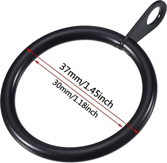 Gordijnringen, 40 stuks gordijnringen met 38 mm binnendiameter en haken, gordijnhaken, duurzame gordijnroede, ringen voor raamstangen, douchegordijnen, zilver