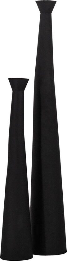 Vase long en métal texture noire