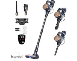 Eszenzics™ Steelstofzuiger ProP11 - Draadloos - Krachtige 30 kPa stofzuiger - 60 minuten - Ontwar borstel - 4-lagen filter - LED display - Handstofzuiger