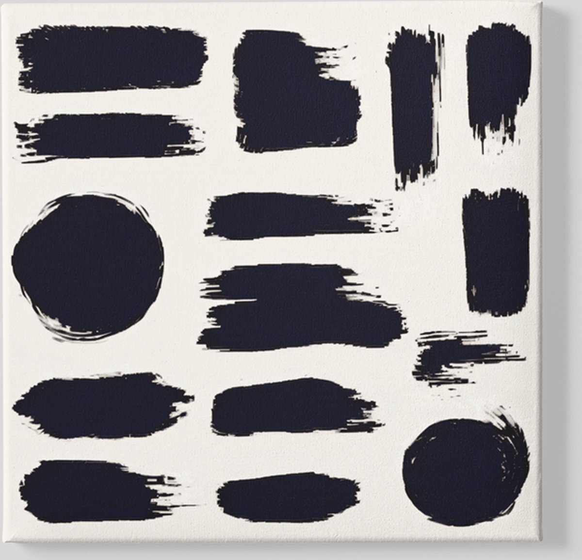 Trendex Global Vierkant Canvas Schilderij - Abstract - Vormen - 100x100x2 cm Wit
