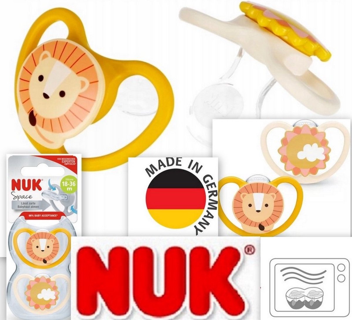 Goedkoopste NUK | Space | fopspeen met extra ventilatie | leeuw en zon | 18-36 maanden