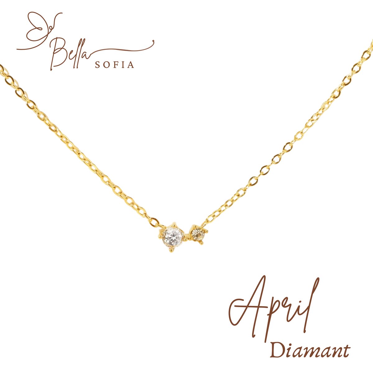 Bella Sofia® Geboortesteen Armband April - Uniek Goudkleurig Dames Sieraad - Valentijnscadeau - Valentijnsdag - Valentijn cadeau voor haar