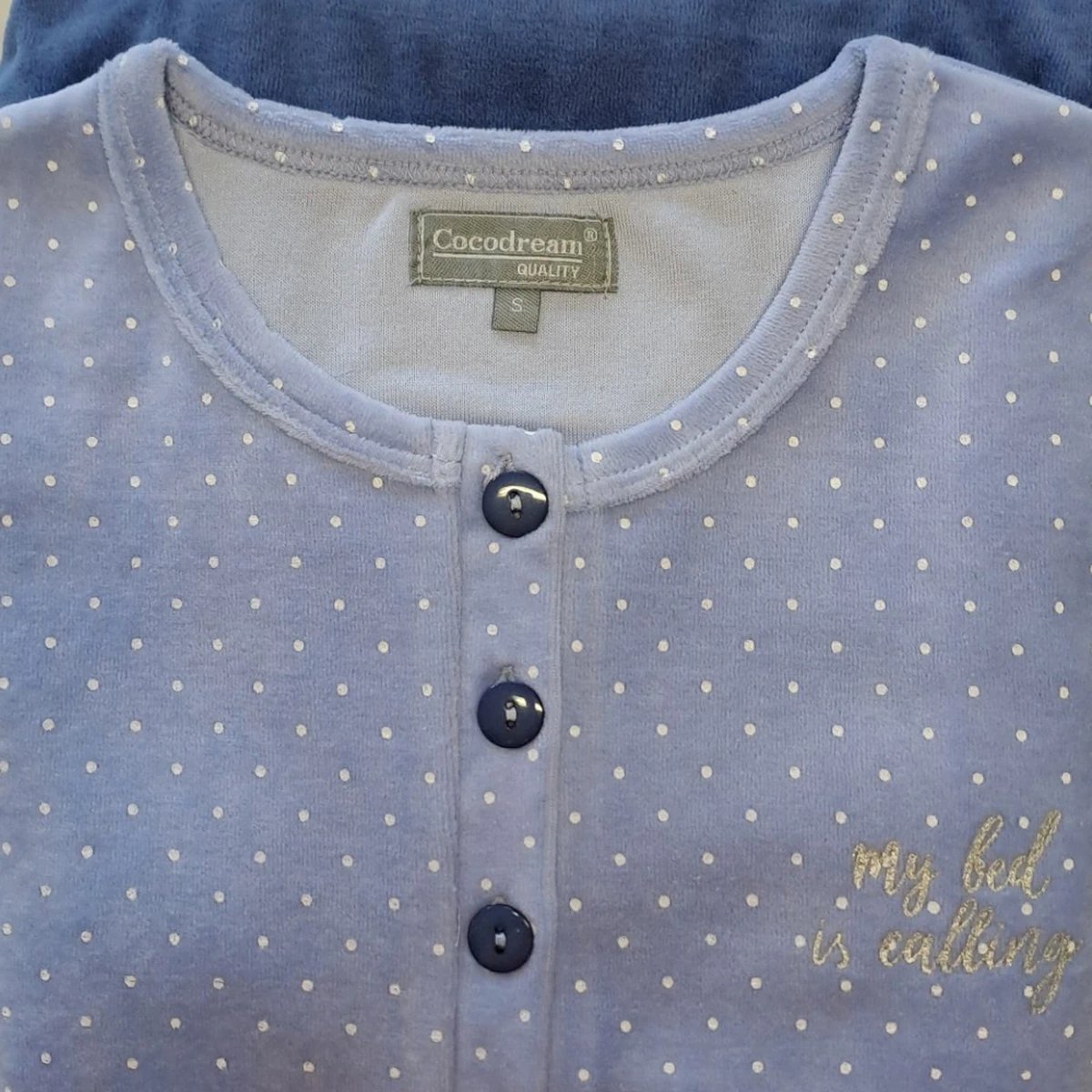 Cocodream Quality Cocodream dames pyjama velours - My bed - blue