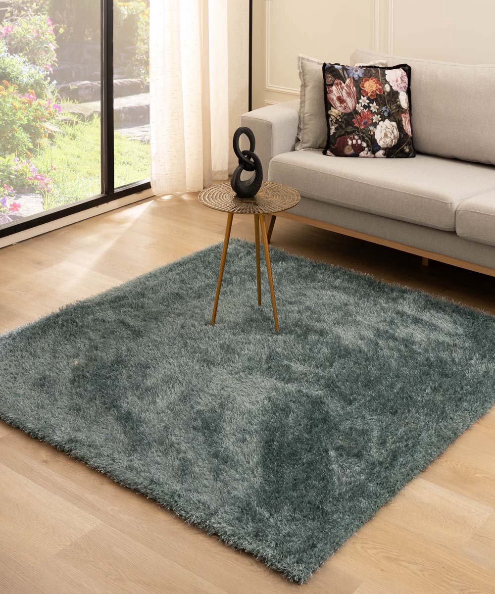 Velvet vloerkleed vierkant - Posh blauw 140x140