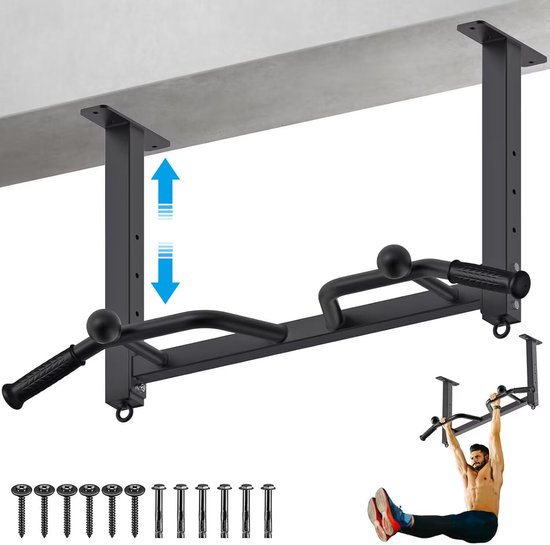 Bad Company Klimmzugstange Deckenmontage bis 350 kg belastbar - Klimmzug Stange Decke inkl. Anleitung und Befestigungsmaterial - Für Fitness Zuhause oder Gym - BCA-44