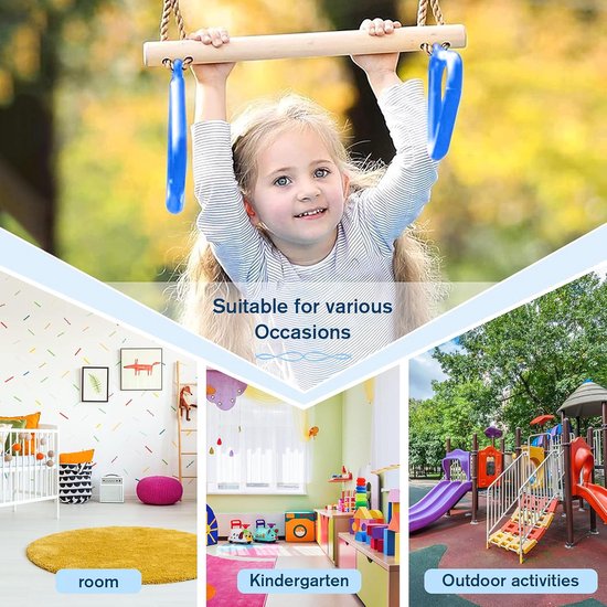 Maya dubbele Schommel, Frame voor 3 Kinderen FSC-Hout, trapeze, Bruin