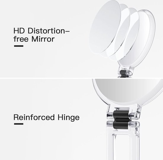 DONGDA 20X Vergrotende Spiegel, Opvouwbare Handspiegel met Handvat Dubbelzijdige Make-up Spiegel met 1X/20X Vergrotende, Draagbare Reisspiegel voor Make-up/Reizen