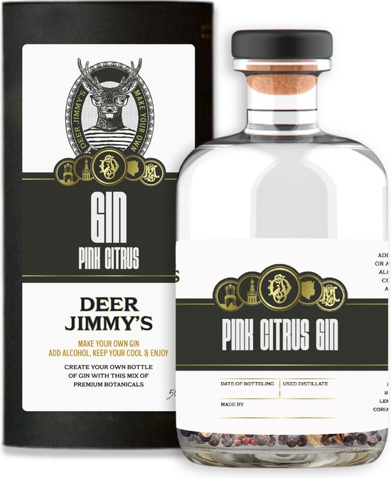 Foto: Deer jimmy s make your own gin pink citrus maak je eigen gin voor een heerlijke gin tonic 500ml