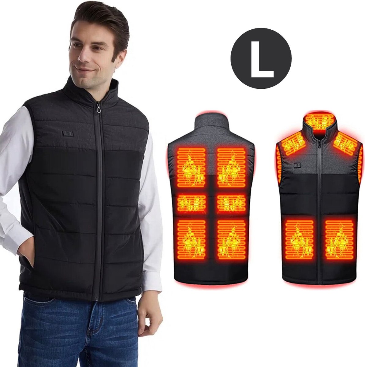 Bovista Verwarmde Bodywarmer Heated Vest Elektrische Bodywarmer Jas Winter Oplaadbaar Unisex Grijs