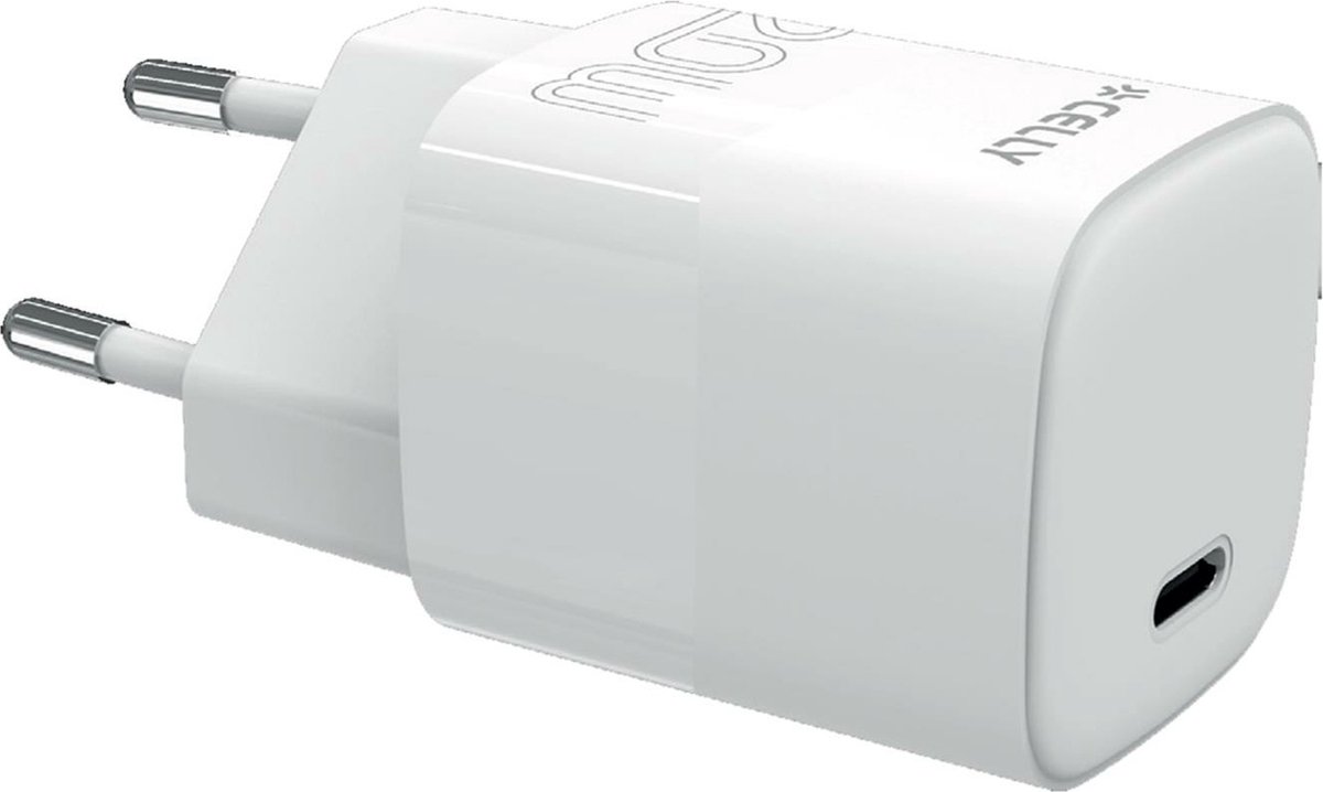 Celly Thuislader USB-C - 20Watt - Power Delivery-technologie - GaN technologie – Snel opladen - Wit