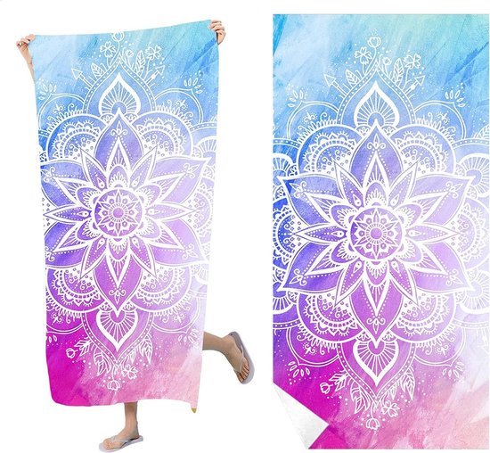 Microfiber lichtgewicht strandlaken voor op reis - extra groot XL 78x35, groot 71x31, familie 72x72 zwemmen, zwembad, yoga, reizen (Malediven, familie (72x72-INCH