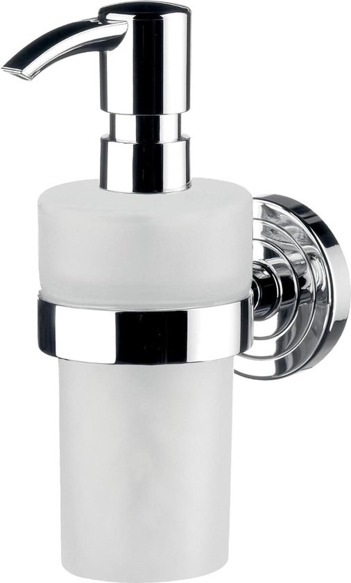 Kleine Wolke Wandzeepdispenser Meo, wandaccessoire, kleur milky, materiaal: messing, roestvrij staal, glas