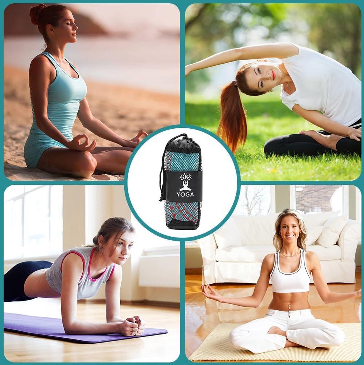 Serviette De Yoga Antidérapante 185x63 Cm - Microfibre Absorbante, Séchage Rapide - Pour Gym, Fitness