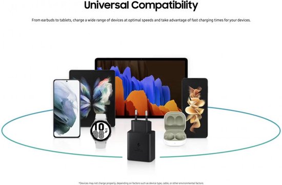 Adaptateur secteur Samsung - Câble USB-C vers USB-C - 45W - 1.8m - Noir