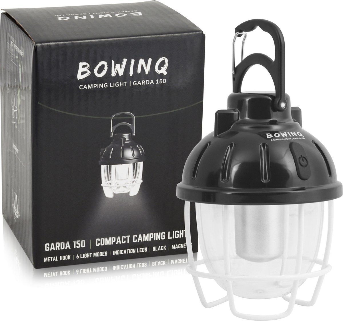 BOWINQ® - Garda 150 - Campinglamp - Compact - Warm licht - USB-C oplaadbaar - USB-C - 5 lichtstanden