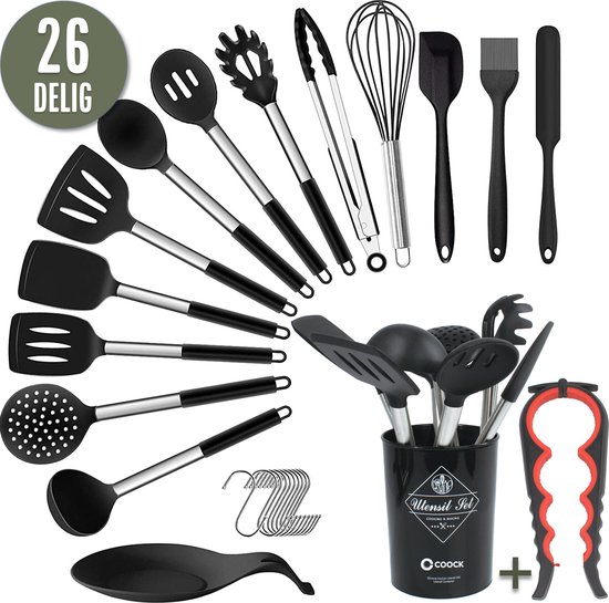 COOCK Siliconen Keukengerei Set met Houder XL