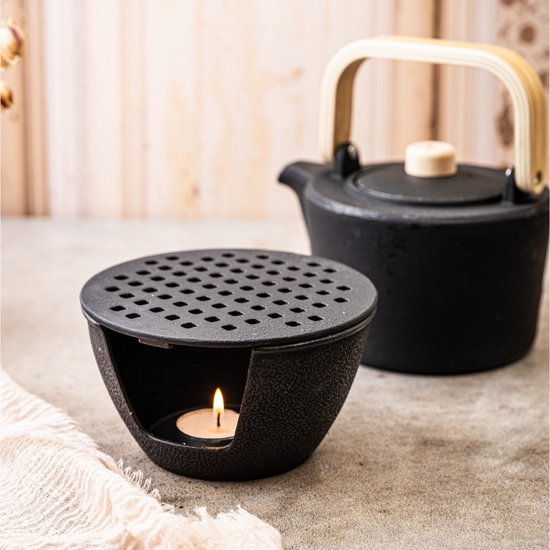 KINGHOFF - Theepot Warmer - Gietijzeren Theelicht Warmer voor Theepot en Koffiekan - Warmhoudplaatje - Ketel Accessoire - 15 x 15 x 8.5 cm - Gietijzer — afbeelding 3