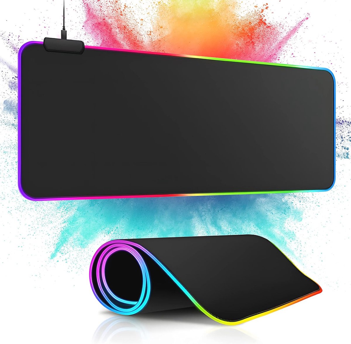 RGB XXL Gaming Muismat - Extra Groot Antislip Muismat voor PC en Laptop - 13 Verlichtingsmodi
