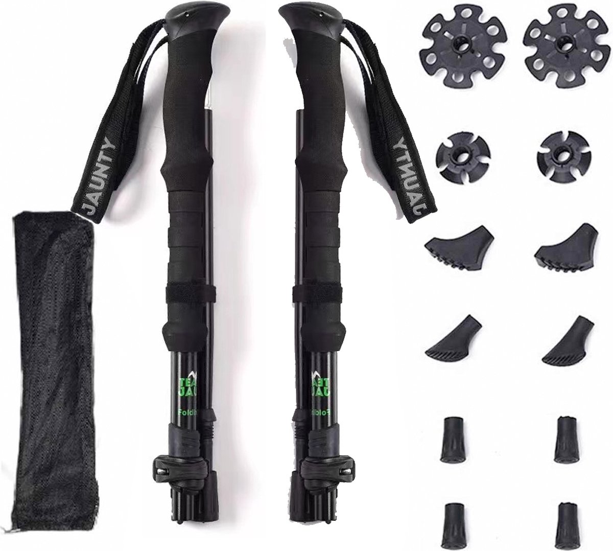 Inklapbare wandelstokkenset voor -2delige opvouwbare wandelstok-wandelstok-professionele Scandinavische wandelstok-intrekbare wandelstok-7075 aluminium wandelstok-105-125 cm verstelbare wandelstok voor wandelen mannen en vrouwen- Cadeau voor Vaderdag