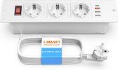 Multiprise intégrée StayPowered - Gardez votre lieu de travail bien rangé et chargé - 3 Prises électriques - USB-C PD 20W - 3 Portes USB-A - Temps de charge rapides - Installation facile - Design Elegant - Wit - Livraison plus rapide qu'indiquée !