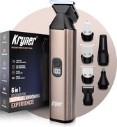 Bol.com Kryner® 6-In-1 Bodygroomer Mannen - Draadloos Scheerapparaat - Baardtrimmer en Tondeuse Hoofdhaar - Waterdicht – Magneti... aanbieding