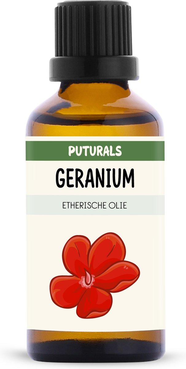 Goedkoopste Puturals Geranium Olie 100 Biologisch - 50ml - Puur en Vegan - Geranium Etherische Olie voor Huid, Haar en Aromatherapie